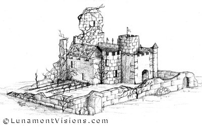 Pencil Drawing of Castle Ruins