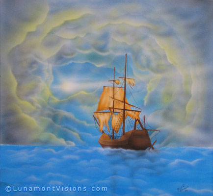 Airbrush Painting of Flying Dutchman